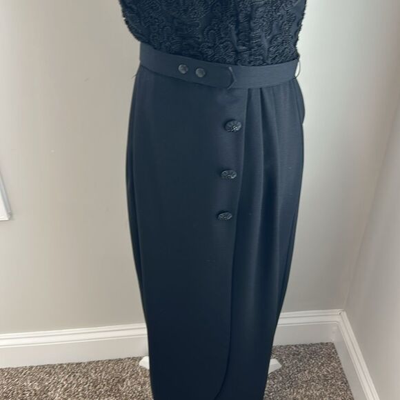 Vintage Kenar Dress Formal Sleeveless Black Maxi Crocheted Dress - Picture 4 of 15